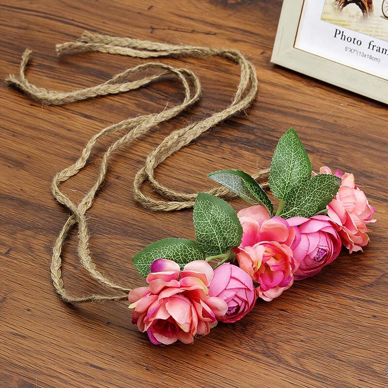 Headband fleurs roses