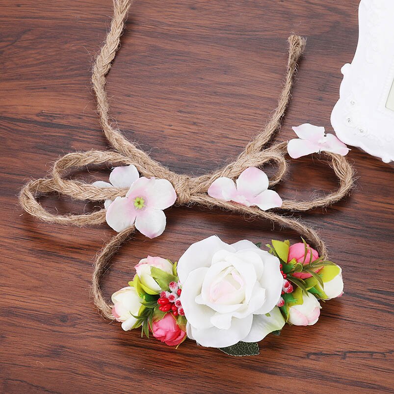 Headband fleurs roses et bourgeons