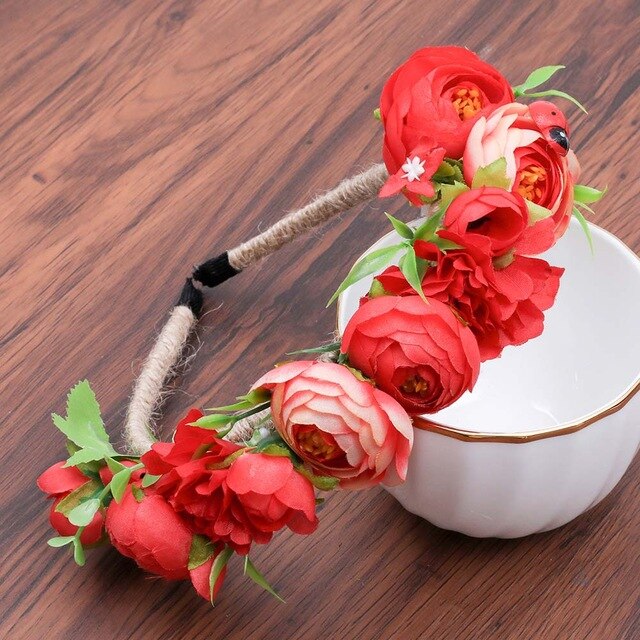 Serre Tete Petites Roses Rouges Serre tête fleurs rouges | Couronnes de Fleurs
