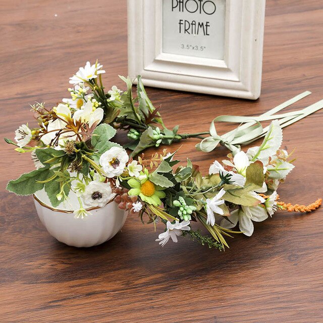 Couronne de fleurs mariage bohème blanc