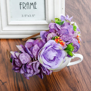 Serre tête fleurs bohème violet